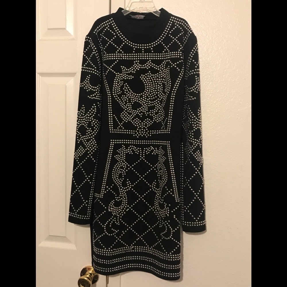 Beaded long sleeve dress